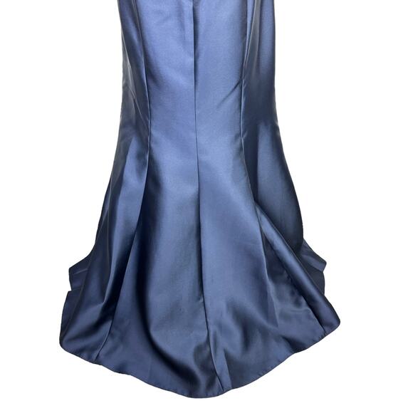 ALFRED SUNG D751 Midnight Navy NWT Off the Shoulder Criss Cross Back Satin Dress - Picture 8 of 15